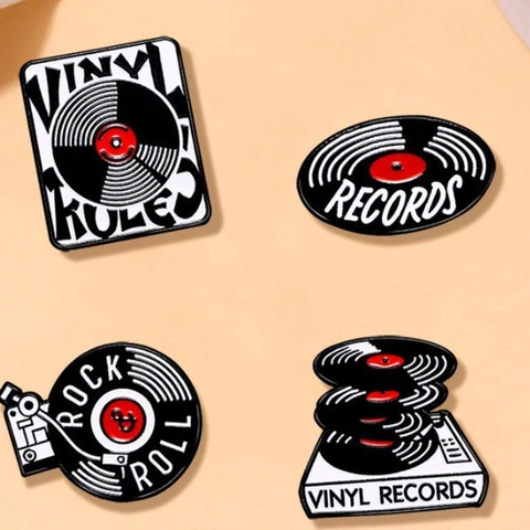 Retro Vinyl Schallplattenspieler Emaille Pin Musik Thema Legierung Brosche Vintage Stil Revers Abzeichen Kleidung