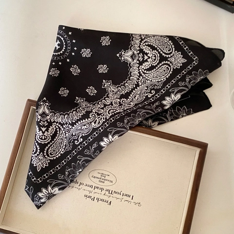 Foulard Quadrato Stampato Paisley Imitazione Raso Fascia Per Capelli Donna Vintage Fiore Foulard Collo Accessorio Borsa