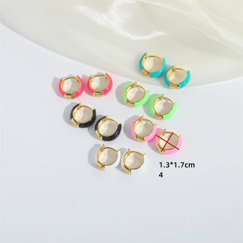 Vintage Bunte Emaille Hoop Ohrringe Für Damen Kupfer Geometrische Huggie Ohrringe Mode Retro Hip Hop Schmuck Zubehör