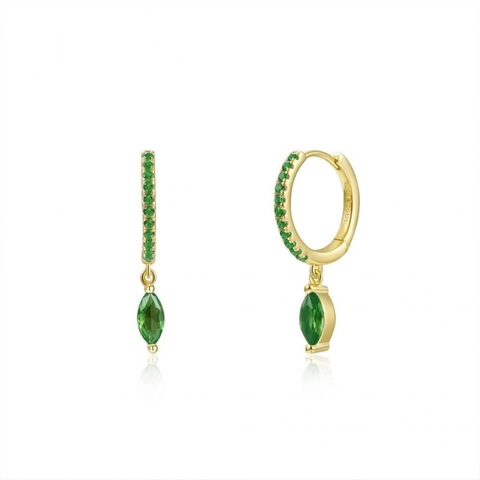 Boucles D'oreilles Huggie Hoop Zircon Marquise Cuivre Plaqué Or Micro Pavé Pendant Bijoux Élégants Pour Femmes