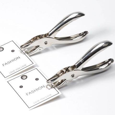 Handheld Manual Single Hole Puncher Metal Alloy Electroplated Paper Card Punching Tool For Office School DIY Label Craft