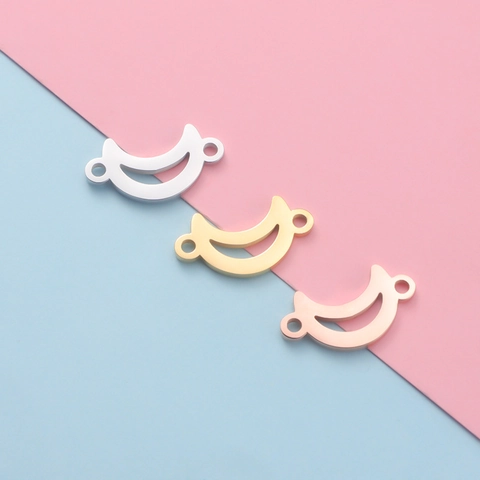 Dijes De Luna Creciente Acero Inoxidable 304 Conectores De Doble Agujero Para Hacer Joyas Pulsera Pulido Espejo