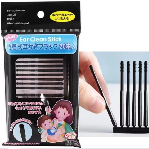 Adhesive Ear Clean Sticks Plastic Disposable Sticky Ear Pick Spiral Head Black Earwax Remover For Adults Baby