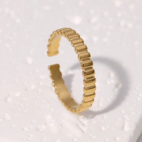 Minimalistischer Verstellbarer Offener Ring Edelstahl Vertikale Streifen Textur Modischer Schmuck Für Damen