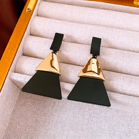 Geometrische Ohrhänger Mit 925 Sterling Silber Ohrstecker Legierung Acryl Schwarz Gold Luxus Moderne Schmuck Für Damen