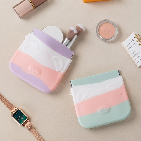 Mini Beer Siliconen Tas Met Stalen Veer Automatische Sluiting Draagbare Munttas Voor Lippenstift Oortjes