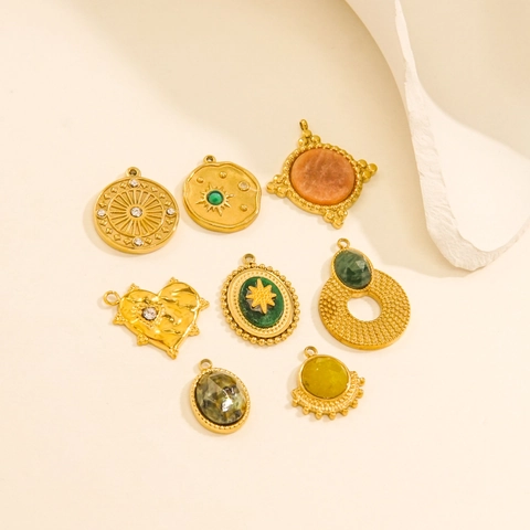 Ciondoli In Acciaio Inossidabile Ciondoli In Pietra Naturale Per Creazione Collane Bracciali Accessori Gioielli Vintage