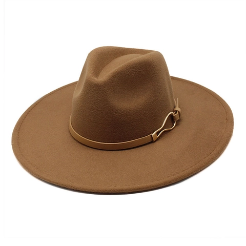 Retro Fedora Hoed Wollen Vilt Jazz Met Leren Band En Metalen Gesp Voor Heren Dames