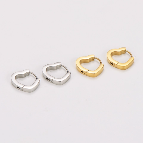 Herzförmige Creolen Edelstahl Hochglanzpoliert Minimalistisch Ohrringe Damen Modeschmuck