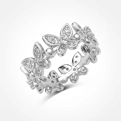 Anello Farfalla in Argento Sterling 925 per Donna Micro Intarsio Zirconia Elegante Gioielleria di Moda Delicato Anello d'Argento Regalo