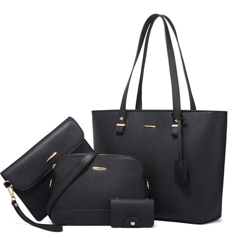 Damen Mode PU Leder Tote Schulter Umhängetasche Clutch Geldbörse Saffiano Textur Handtaschen Kombination