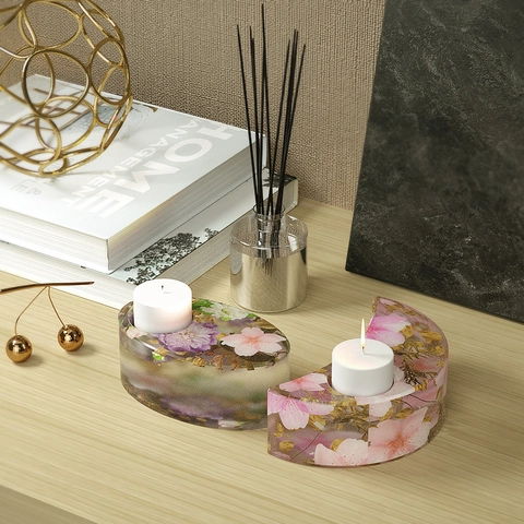 Candle Holder Silicone Mold DIY Resin Casting Geometric Moon Heart Hexagon Oval Shape Crafts Ornament