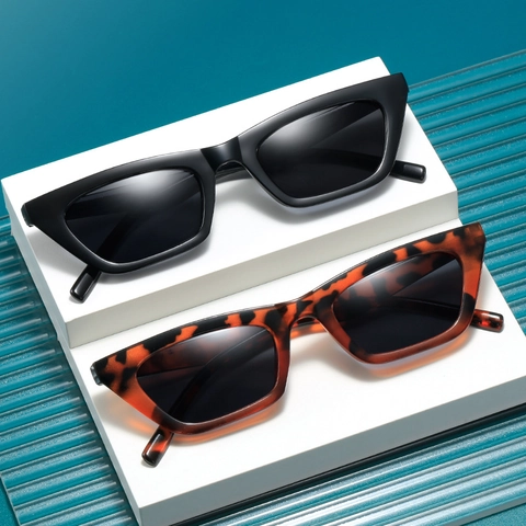 Occhiali Da Sole Cat Eye Montatura Piccola Rettangolo Retro Moda Y2K Montura Plastica Lente Resina Protezione UV400 Donna