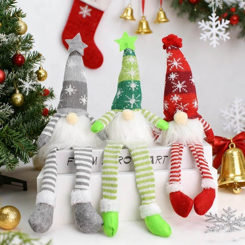 Weihnachtswichtel Plüsch Ornamente Mit Leuchtender Schneeflocke Strickmütze Und Sternspitze Leuchtpuppen Für Feiertags Tischdekoration