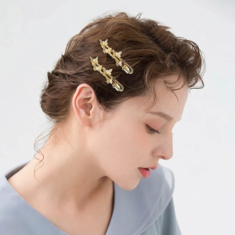 Pinzas Para El Cabello Aleación Diamantes Imitación Mariposa Estrella Horquillas Laterales Metal Elegantes Para Mujeres
