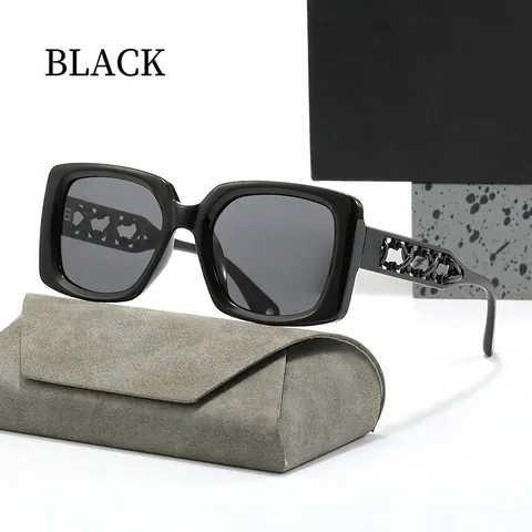 Women Sunglasses Polarized UV400 Square Big Frame PC Resin Lens Fashion Hollow Chain Temples For Driving Travel