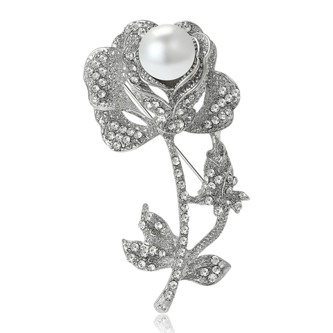 Spilla Fiore Di Rosa Vintage Lega Stradass Perla Artificial Elegante Gioielli Floreali Per Donna Accessori Per Abbigliamento