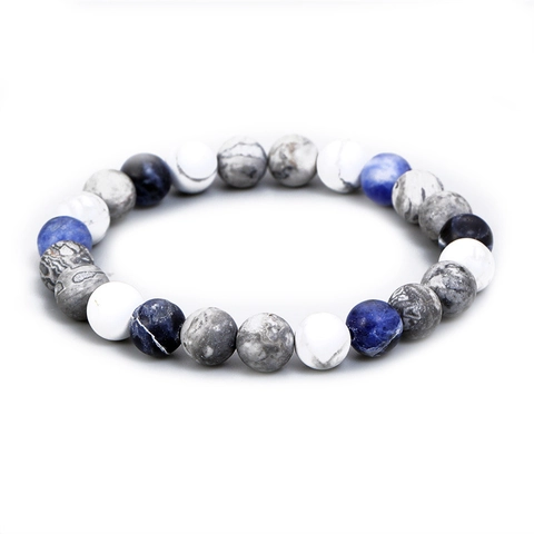 Solar System Galaxy Starry Sky Natural Stone Beaded Bracelet Matte Elastic Jewelry For Men