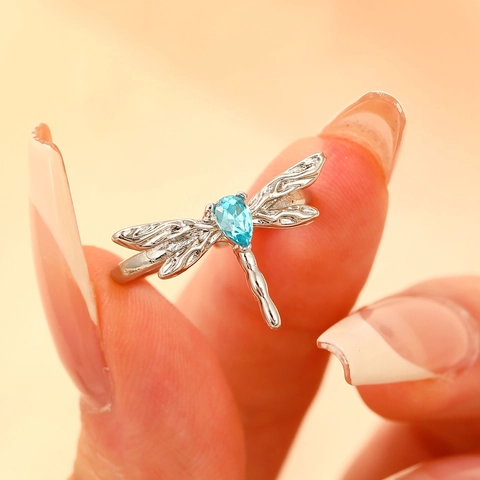 Minimalistische Kupfer Libelle Schmuckset Für Damen Mikro Eingelegte Zirkonia Offener Ring Halskette Ohrringe Mode Insekt Zubehör