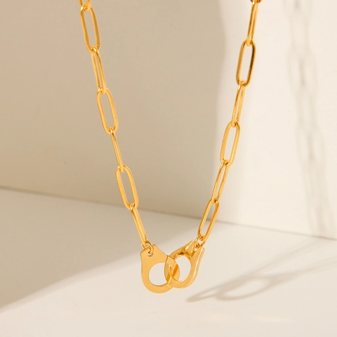 Handboeien Hanger Ketting Roestvrij Staal Verguld Paperclip Ketting Hip Hop Ins Stijl Mode Sieraden Voor Dames