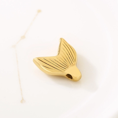 Mermaid Whale Tail Pendant Stainless Steel 18K Gold Plated DIY Necklace Charm For Jewelry Making