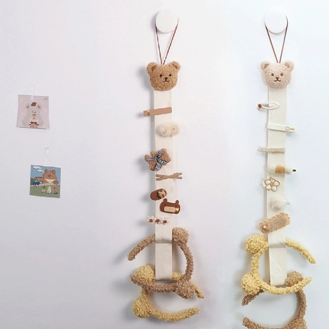 Kinder Haarklammern Organizer Aufbewahrungsgürtel Plüsch Bär Dekor Wandhalterung Haarschmuck Halter Mädchen Kinderzimmer