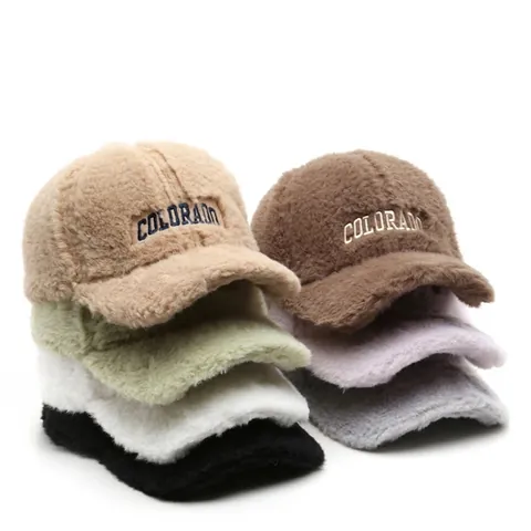 Winter Warm Faux Lambswool Baseball Cap For Men Women Colorado Letter Embroidery Plush Adjustable Sun Hat Outdoor Sport Windproof