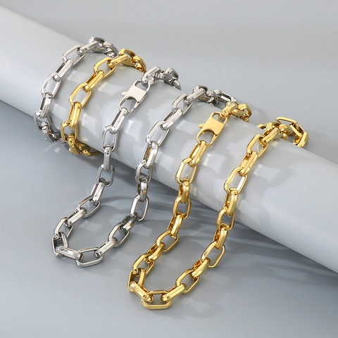 Collar De Cadena Cuadrada Gruesa De Acero Inoxidable Estilo Industrial Minimalista Joyería Hip Hop Para Hombres Mujeres