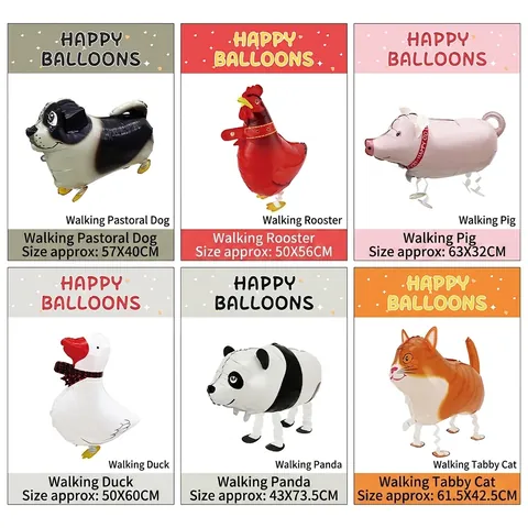 Walking Animal Foil Balloons Inflatable Pet Shape For Kids Birthday Party Decorations Cartoon Character