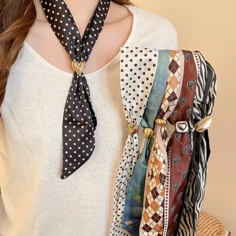 Retro Schal Halskette Für Damen Mit Legierungsschnalle Polka Dot Paisley Print Satin Stoff Elegante Choker Schmuck
