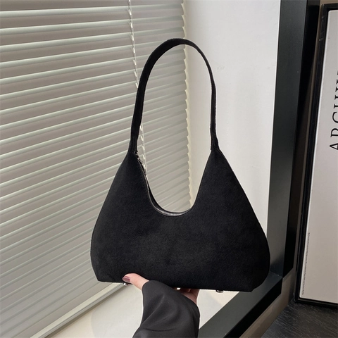 Bolso de Hombro Vintage de Antelina para Mujer Gran Capacidad Bolso Hobo Retro Color Sólido Bolso de Mano para Otoño Invierno