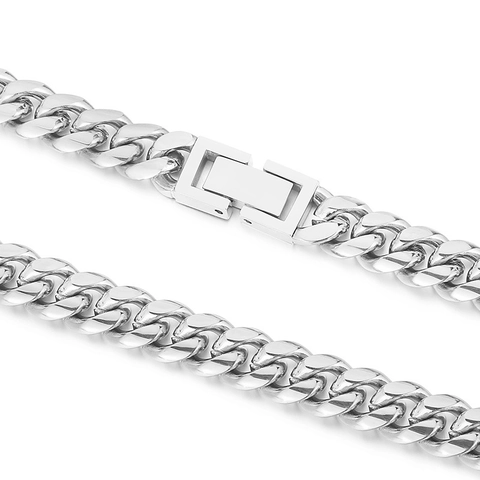 Collar De Cadena Cubana De Acero Inoxidable Para Hombres Estilo Hip Hop Pulido Cepillado Joyería