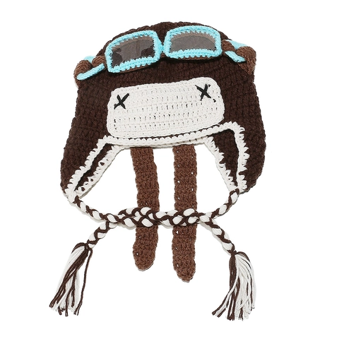 Handmade Crochet Aviator Knit Hat With Detachable Goggles Earflaps Tassels Warm Retro Funny Winter Beanie For Women