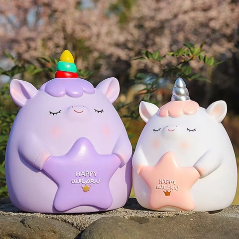 Einhorn Spardose Vinyl Bruchsicher Stern Design Dekorativer Spartopf Für Kinderzimmer Kinder Zimmer Dekoration