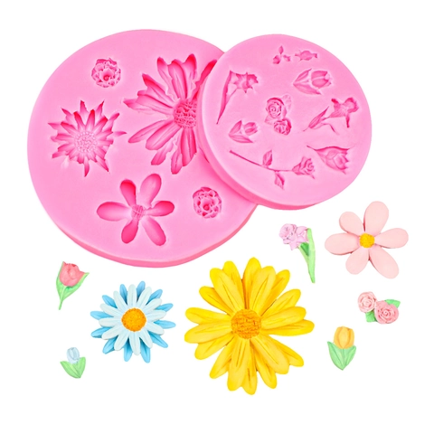 Mini Bloem Fondant Siliconen Vorm Taart Decoratie Roos Tulp Madeliefje DIY 3D Chocolade Klei Ambachtelijke Gereedschappen