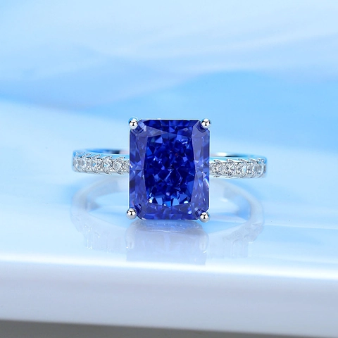 Radiant Ice Flower Cut Ring 925 Sterling Silver Rectangular Cubic Zirconia Luxury Engagement Jewelry For Women
