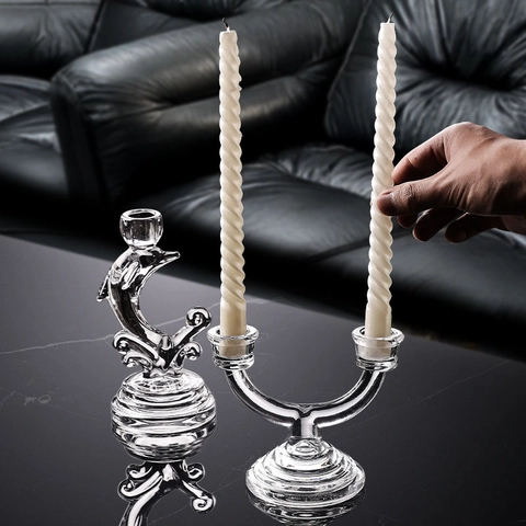 Clear Glass Candlestick Holder Nordic Multi Head Dolphin Shape Elegant Wedding Table Centerpiece Home Decor Ornament