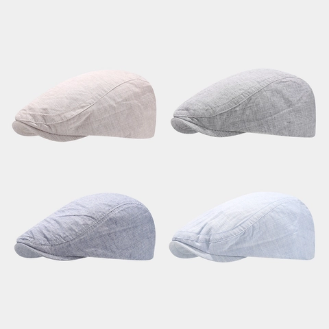Gorra Plana Vintage de Algodón con Cuadros Finos Para Hombre Mujer Boina de Cuadros Ligera Transpirable Sombrero Parasol Verano Accesorio Casual Literario