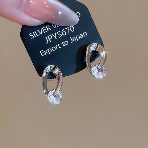 Orecchini Geometrici Cavi In Lega Con Zircone E Perno In Argento Sterling 925 Gioielli Minimalisti Per Donne