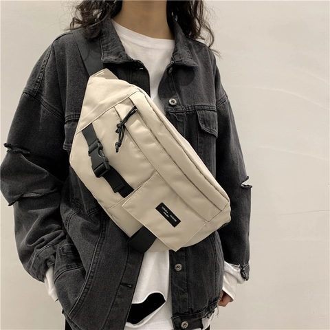Unisex Nylon Crossbody Chest Bag Large Capacity Workwear Vintage Casual Outdoor Multipurpose Shoulder Waist Bag