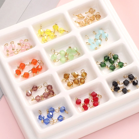 Faceted Glass Bead Pendants With Gold Color Alloy Jump Rings For DIY Jewelry Making Charms Crafting Supplies