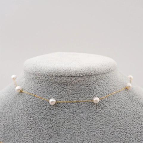 Elegante Collana Di Süßwasserperle D'acqua Dolce In Acciaio Al Titanio Placcato Oro Choker Per Donna Catena Da Clavicola