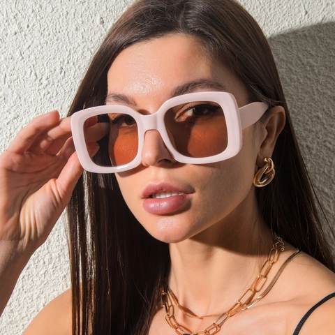 Square Large Frame Sunglasses PC Frame UV400 Protection Retro Jelly Color Oversized Eyewear For Women Men