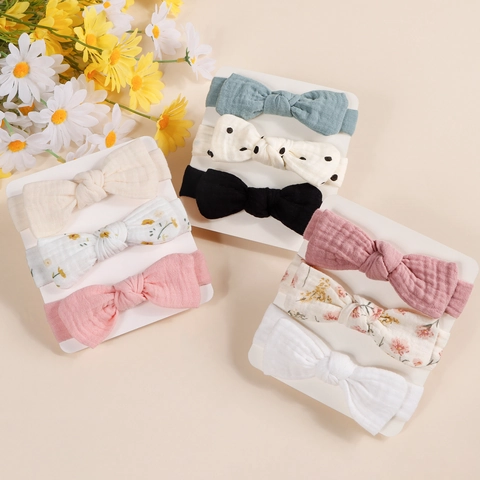 Fascia per Capelli con Fiocco per Neonati in Cotone Mussola Elastica per Neonati Bambini Dolce Copricapo per Neonato