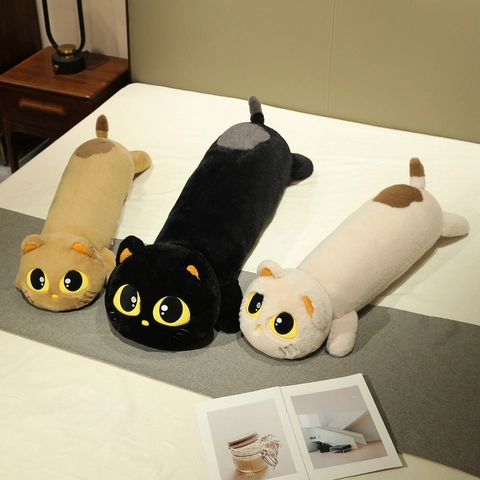 Lange Katze Plüschkissen Weiches Stofftier Spielzeug Süßes Cartoon Schlafkissen Abnehmbarer Waschbarer Bezug Sofa Deko Geschenk
