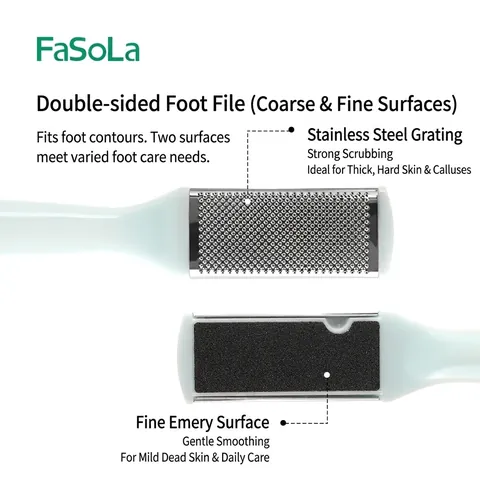 Foot Rasp Callus Remover Double Sided Stainless Steel Pedicure Tool Manual Scrubber For Dead Skin Home Use Portable