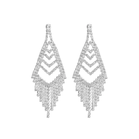 Eleganti Orecchini Pendenti con Nappa Lunga in Strass Geometrici Scintillanti Orecchini per Donna Matrimonio Festa Gioielli