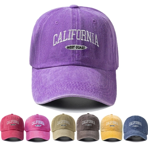 Cappello Da Baseball In Cotone Lavato Con Ricamo California West Coast Retrò Distressed Regolabile Dad Hat Cappello Da Sole Casual