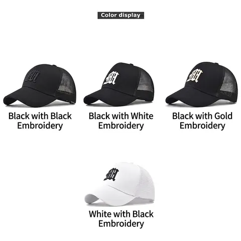 Trucker Hat Cotton Mesh Breathable 3D Gothic Letter Embroidery Adjustable Snapback Outdoor Sport Baseball Cap Unisex