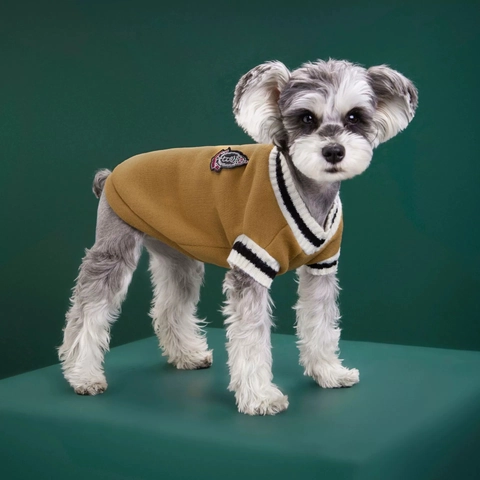 Gilet Pull Pour Chien Tricoté Rayé Col En V Style Preppy Vêtements Pour Petits Grands Chiens Chaud Hiver Mode